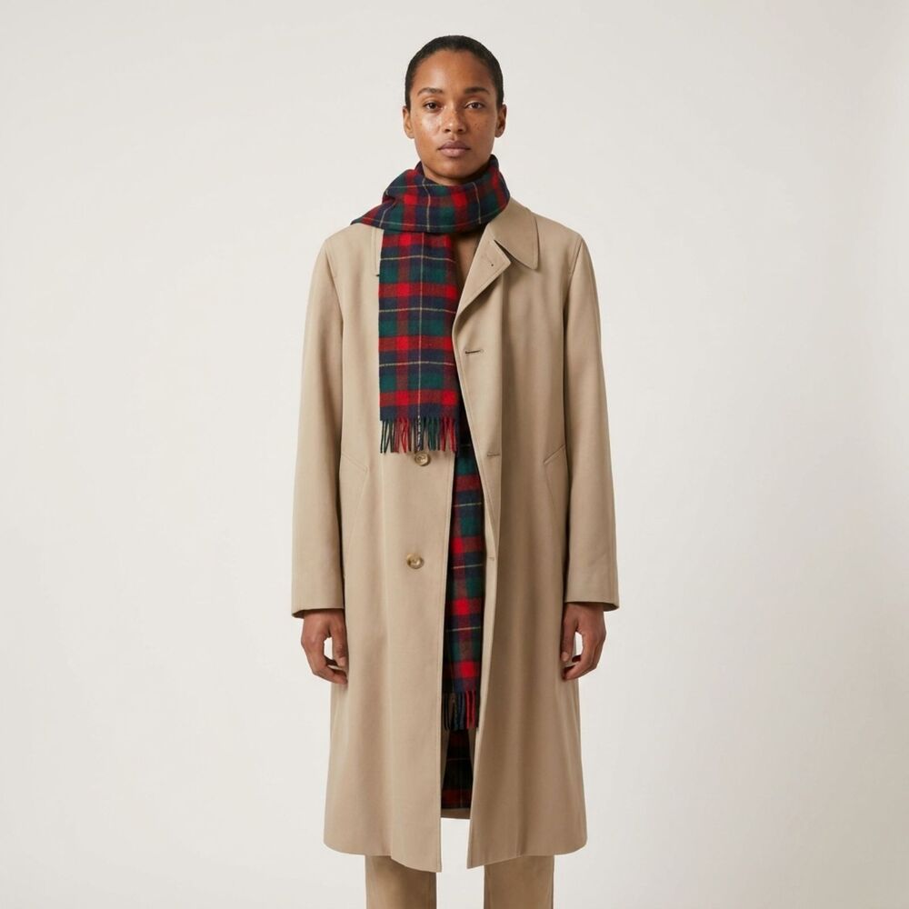 Pendleton Men’s Coat with Wool Tartan Plaid Lining and Scarf Size Large Vintage